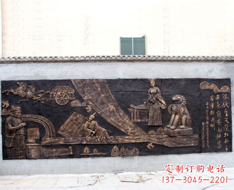 常州“汉代重气质,牡丹留正色”中国传统文化浮雕壁画,玻璃钢仿铜园林墙壁装饰壁画