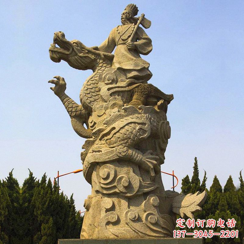 常州“五帝”之颛顼砂岩石雕像-公园景区古代历史人物雕塑