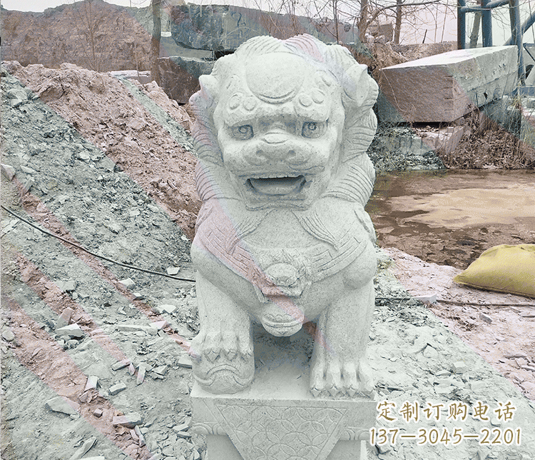常州公园踩绣球狮子动物石雕