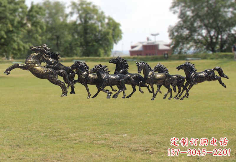 常州八骏图八匹马群铜雕