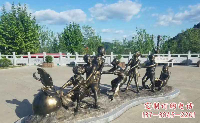 常州拔萝卜人物铜雕 (2)