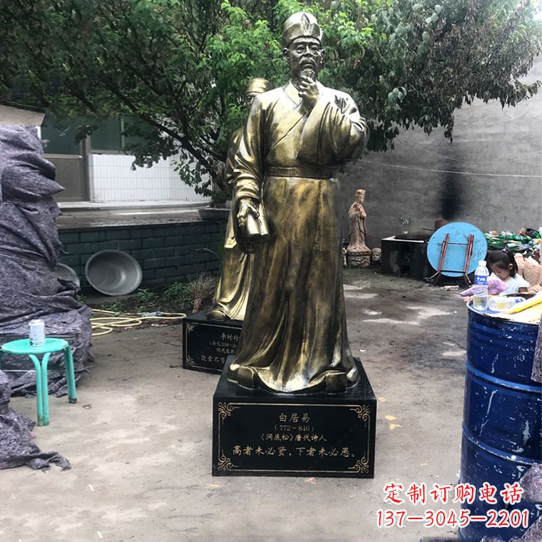 常州白居易仿铜雕像经典中国古代诗人的艺术再现