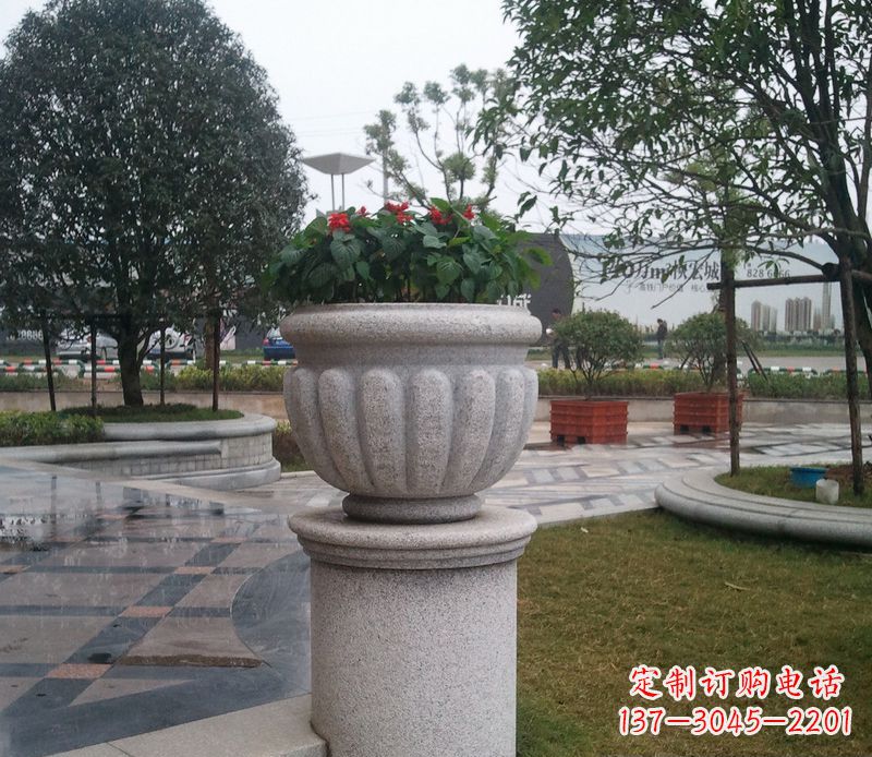 常州别墅景观大理石花盆石雕 (2)