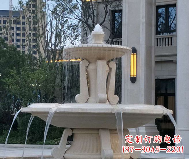 常州别墅景观汉白玉喷泉石雕 (2)