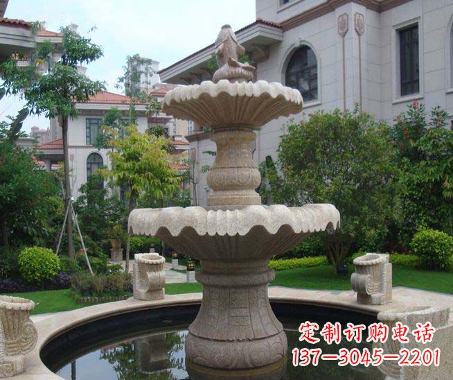 常州别墅景观石雕多层喷泉雕塑