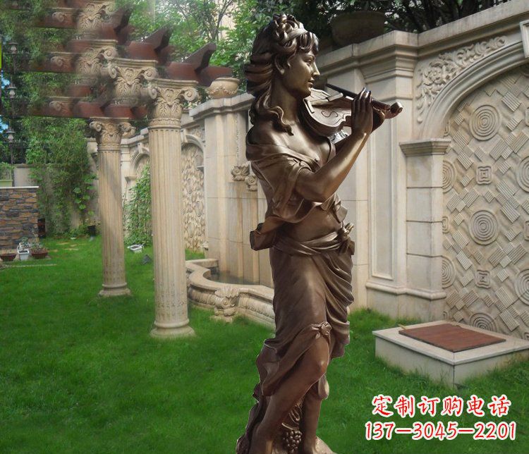 常州别墅西方女人玻璃钢仿铜景观雕塑