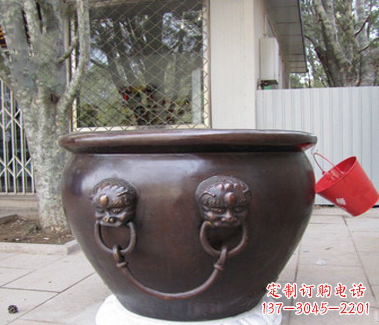 常州别墅招财水缸铜雕塑摆件 (2)
