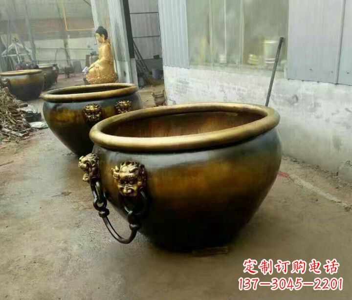 常州别墅招财水缸铜雕塑摆件 (4)