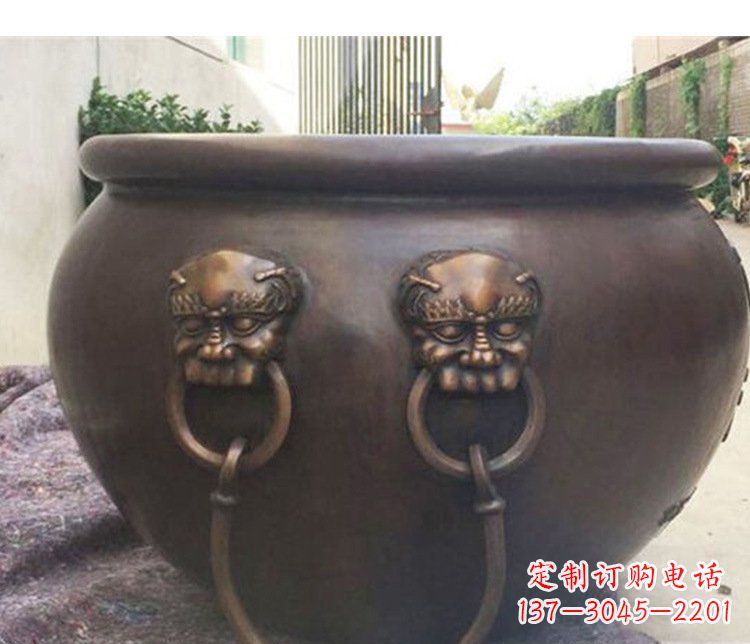 常州别墅招财水缸铜雕塑摆件