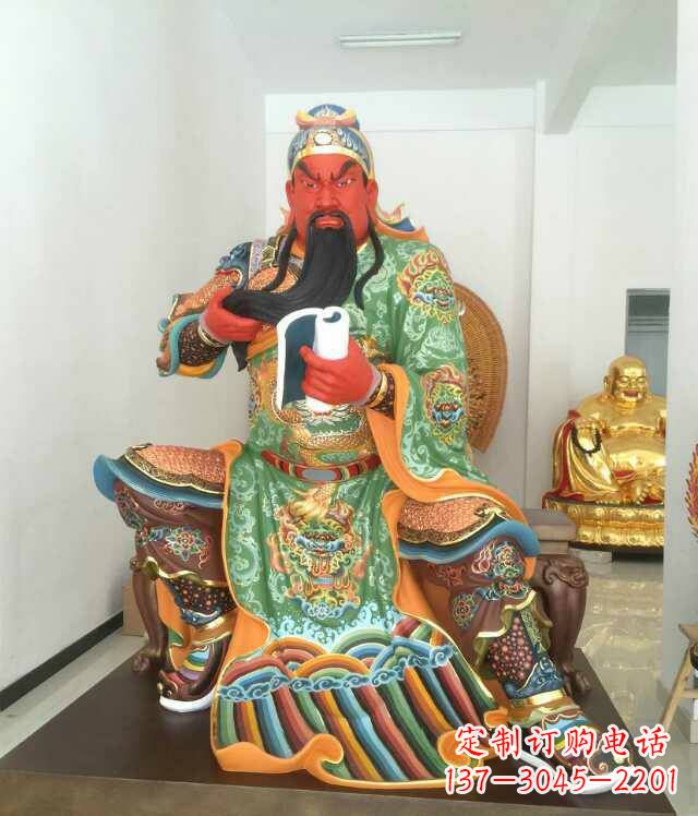 常州玻璃钢关公书香雕塑