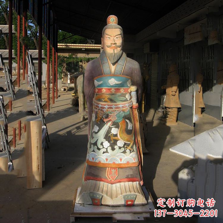 常州玻璃钢彩绘秦始皇塑像