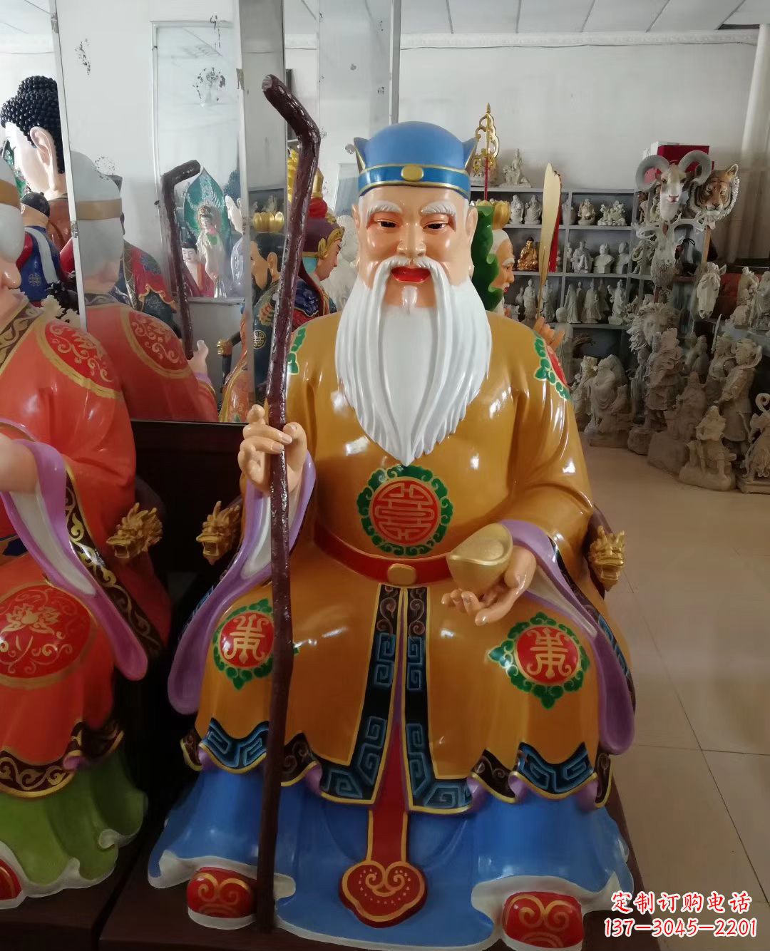 常州玻璃钢彩绘土地公神像精美的艺术品