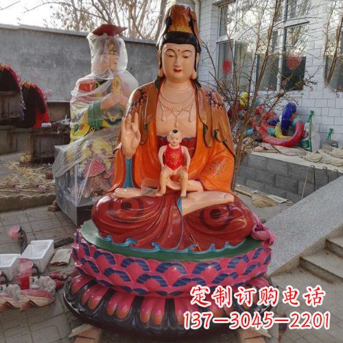常州玻璃钢彩绘送子观音雕塑