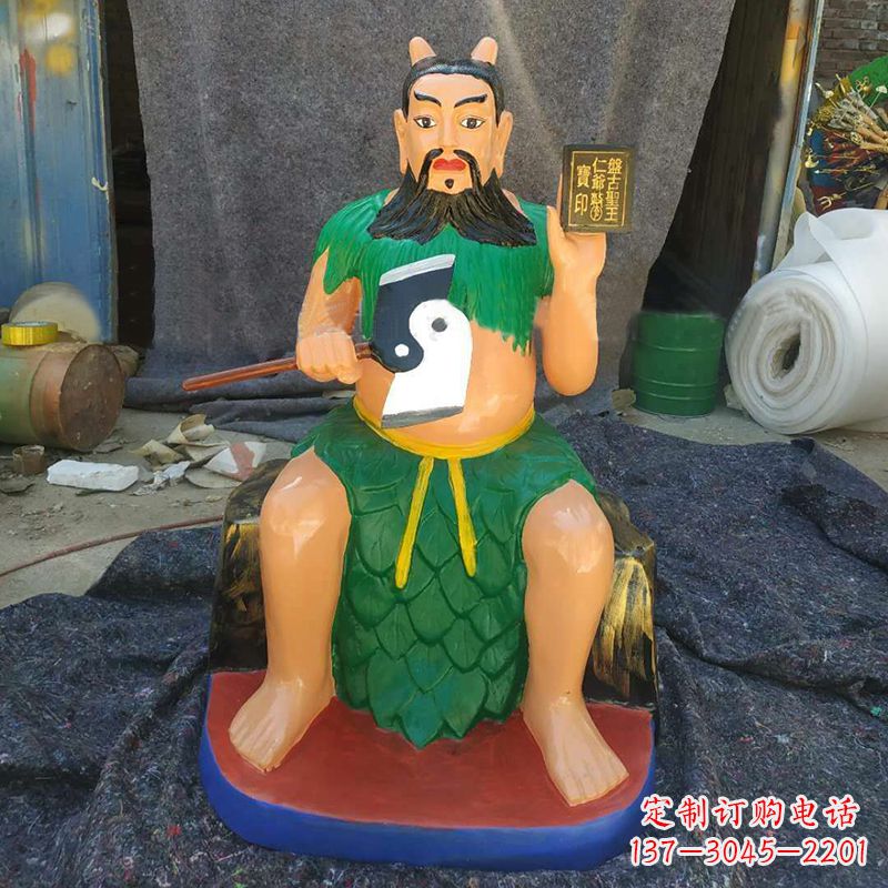 常州玻璃钢彩绘五榖神农大帝雕像