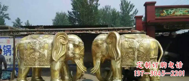 常州玻璃钢仿铜大象公园动物雕塑