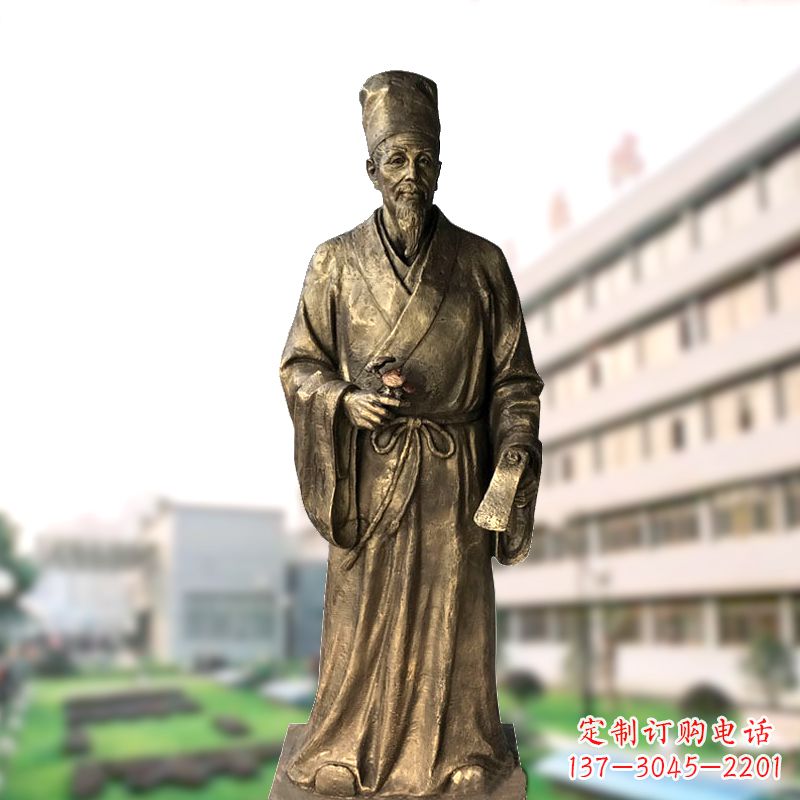 常州玻璃钢仿铜李时珍塑像-医院医学院药圣雕塑