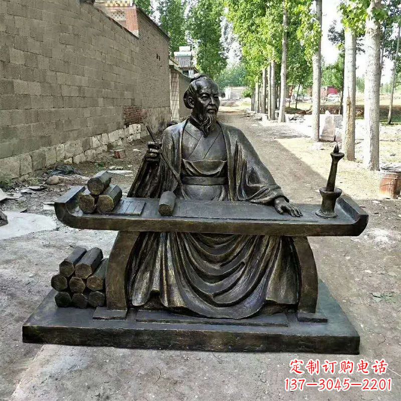 常州玻璃钢仿铜历史名人张衡情景雕塑
