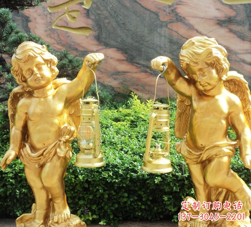 常州玻璃钢仿铜小天使路灯陪伴你安全回家