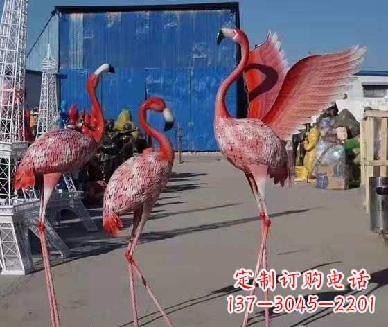 常州玻璃钢仿真火烈鸟雕塑广场景观雕塑户外摆件