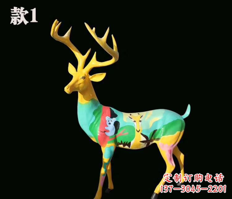 常州玻璃钢梅花鹿雕塑