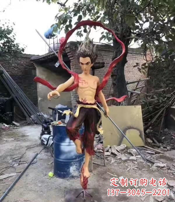 常州玻璃钢仿真哪吒雕塑