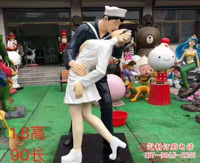 常州玻璃钢仿真亲吻情侣雕塑婚庆景观雕塑
