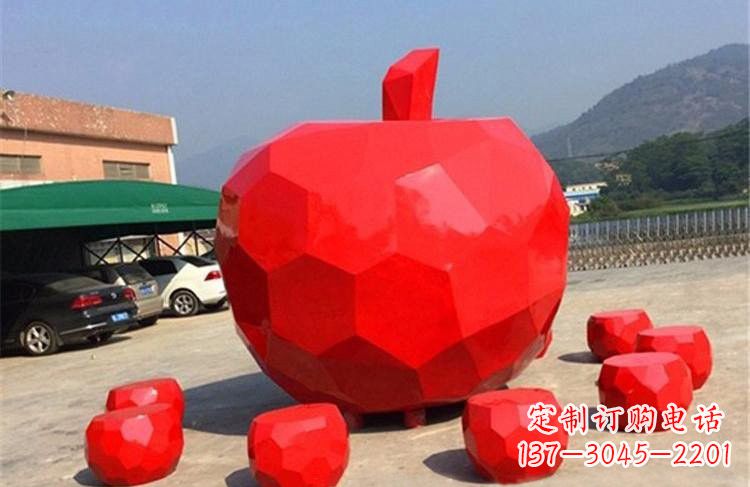 常州玻璃钢公园彩绘几何苹果雕塑艺术精美绝伦
