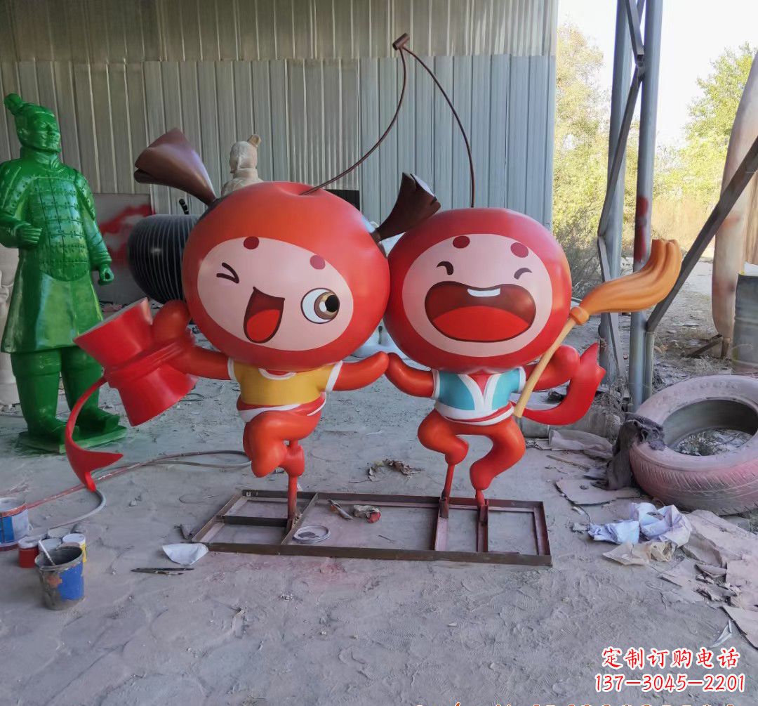 常州玻璃钢卡通苹果雕塑