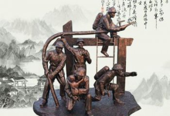 常州玻璃钢仿铜消防员雕塑传承英雄豪情