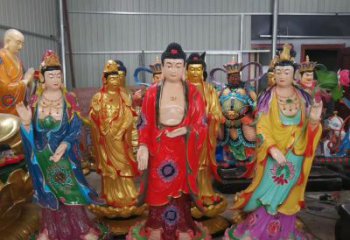 常州玻璃钢佛像彩绘西方三圣雕塑
