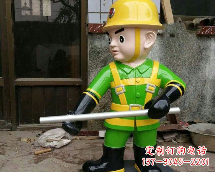 常州玻璃钢消防员雕塑——让爱与勇气永恒