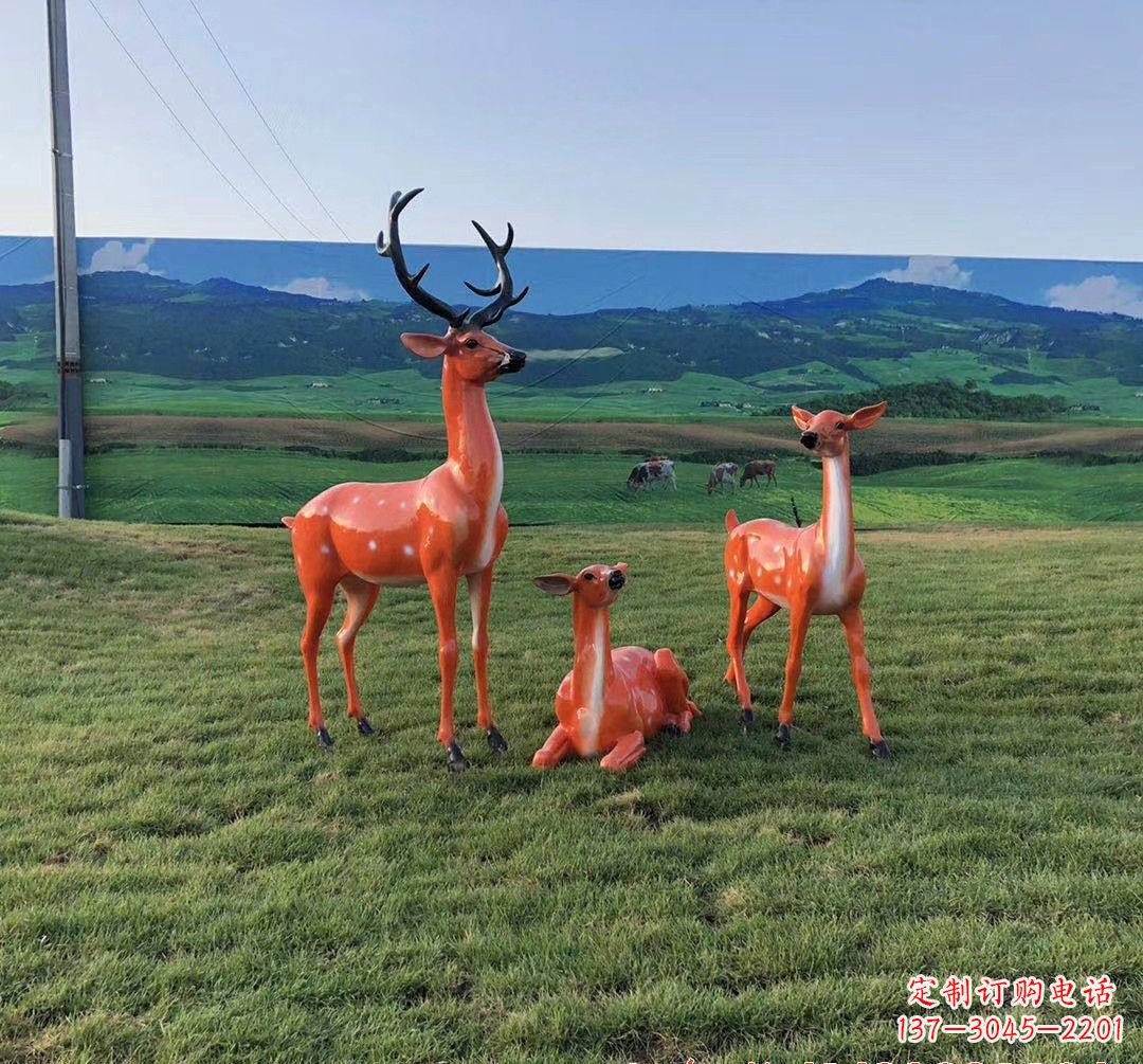常州玻璃钢鹿群雕塑