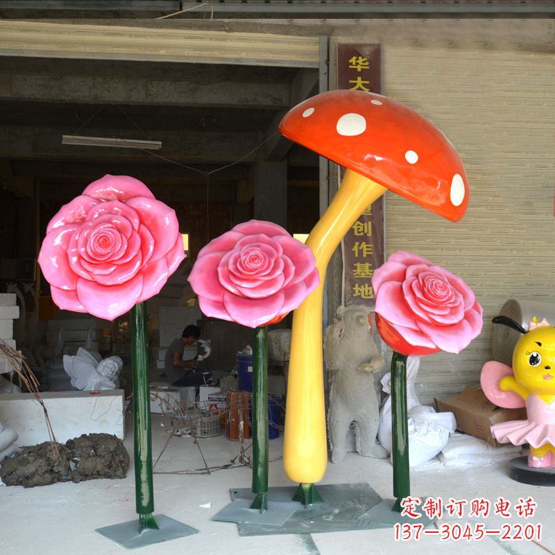 常州玫瑰之美玻璃钢玫瑰雕塑