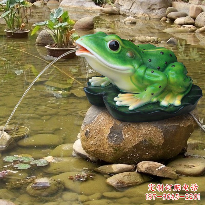 常州玻璃钢喷水青蛙公园水景动物雕塑摆件
