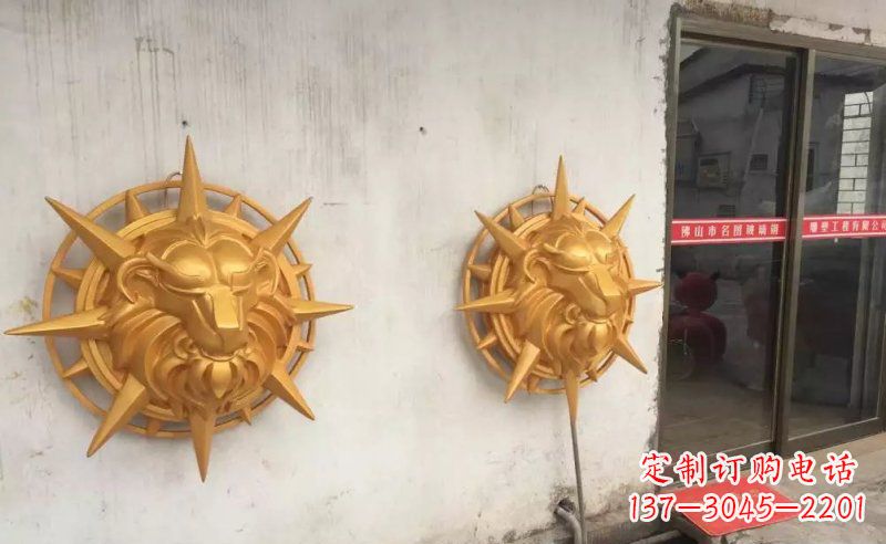 常州玻璃钢狮子头雕塑——精美景观装置