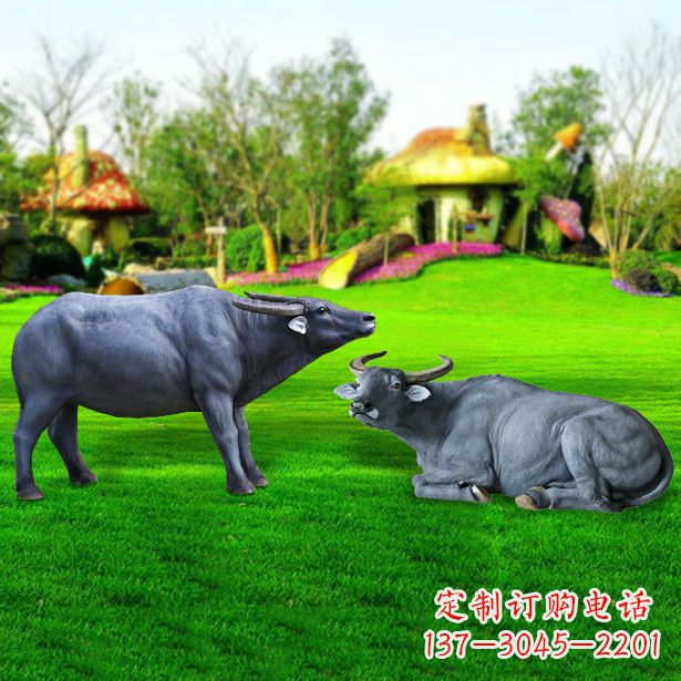 常州玻璃钢水牛雕塑-农场农家院仿真动物摆件