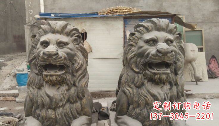 常州玻璃钢西洋趴狮仿铜动物雕塑