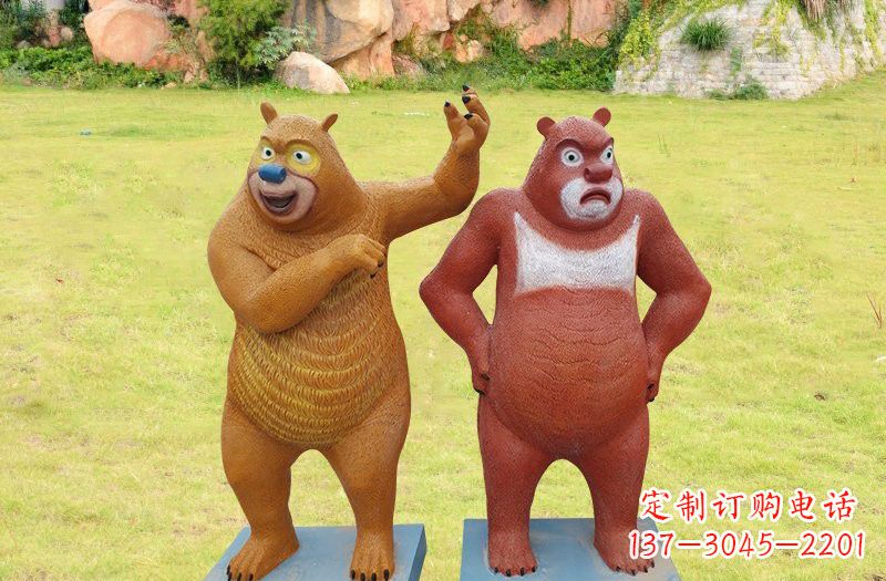 常州玻璃钢熊大熊二雕塑浪漫的熊熊之旅