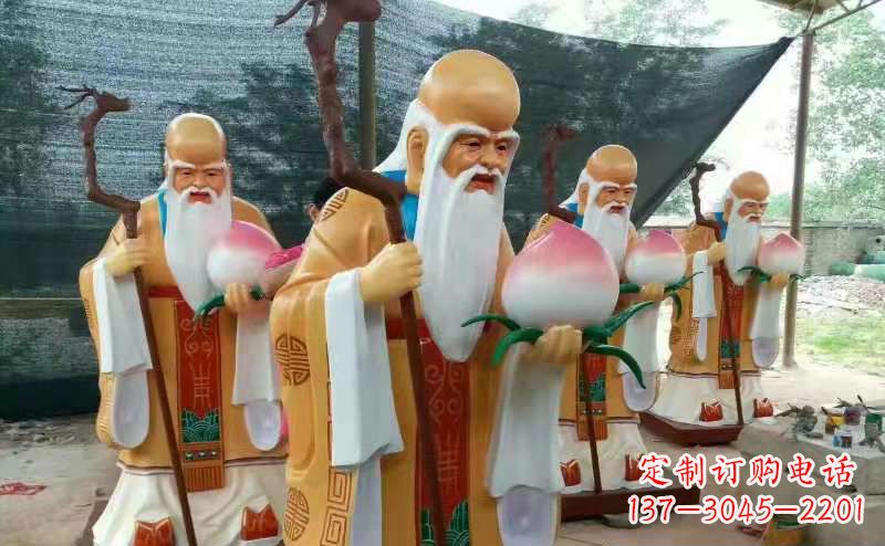 常州玻璃钢宗教庙宇神像彩绘老寿星雕塑