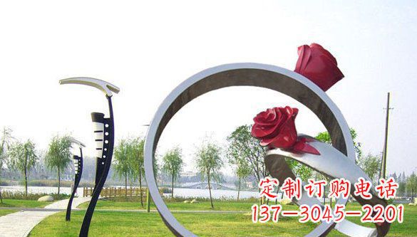 常州不锈钢爱情戒指雕塑