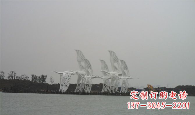 常州不锈钢白鹭动物雕塑美丽的艺术作品