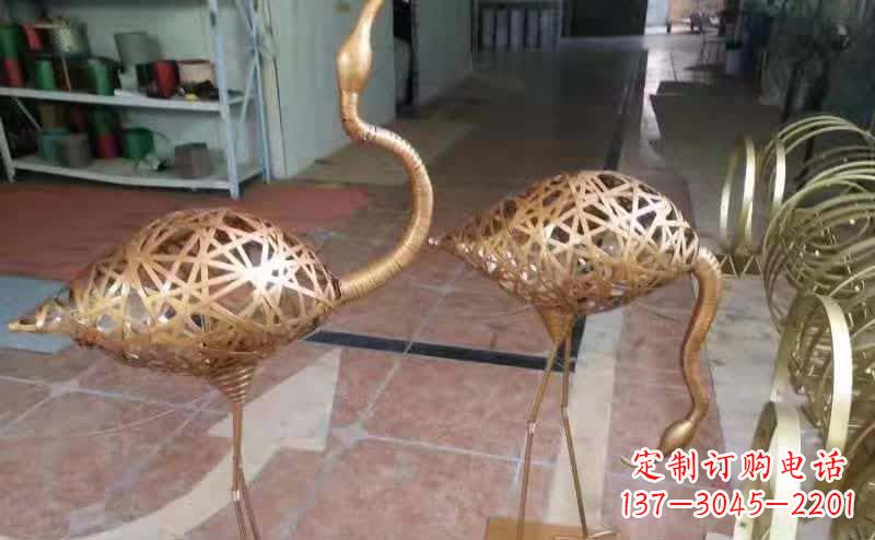 常州不锈钢编制动物仙鹤雕塑