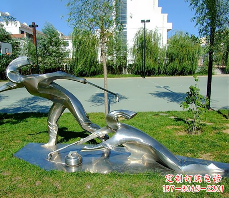 常州不锈钢冰壶雕塑 (2)