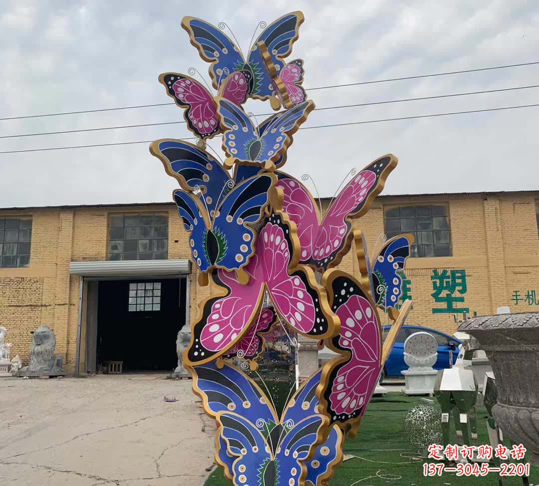 常州不锈钢彩绘蝴蝶雕塑精美绝伦