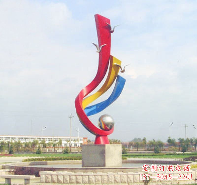常州不锈钢彩色海鸥海浪雕塑——美丽传承