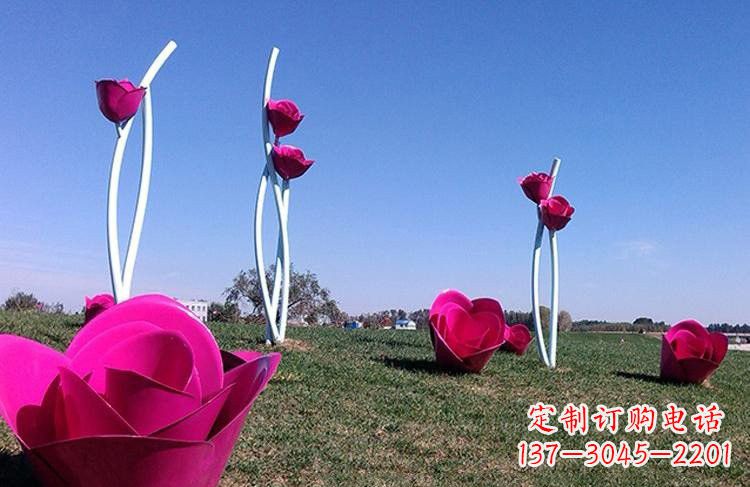 常州不锈钢彩色玫瑰雕塑艺术精美的象征