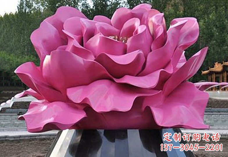 常州不锈钢彩色牡丹花雕塑美丽的艺术品