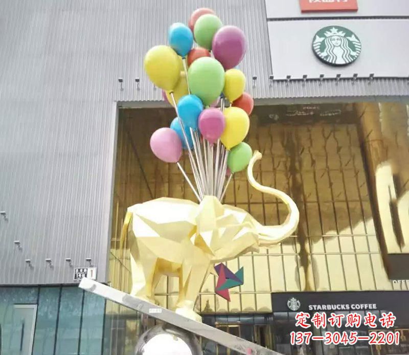 常州不锈钢踩球的小象雕塑