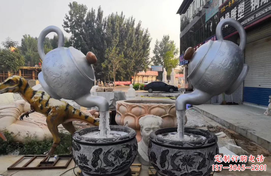 常州不锈钢茶壶喷泉雕塑精致而又高雅