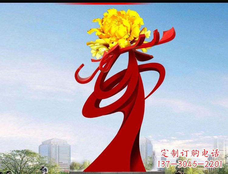 常州不锈钢城市大型牡丹花雕塑设计图